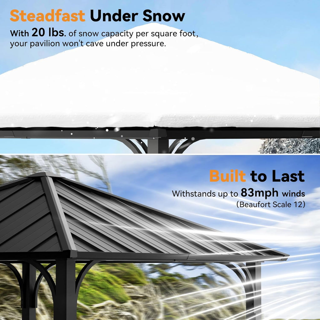 LOENZ 2.5 x 2.5m Hardtop Gazebo with Galvanized Steel Roof &amp; Detachable Curtains — image 3