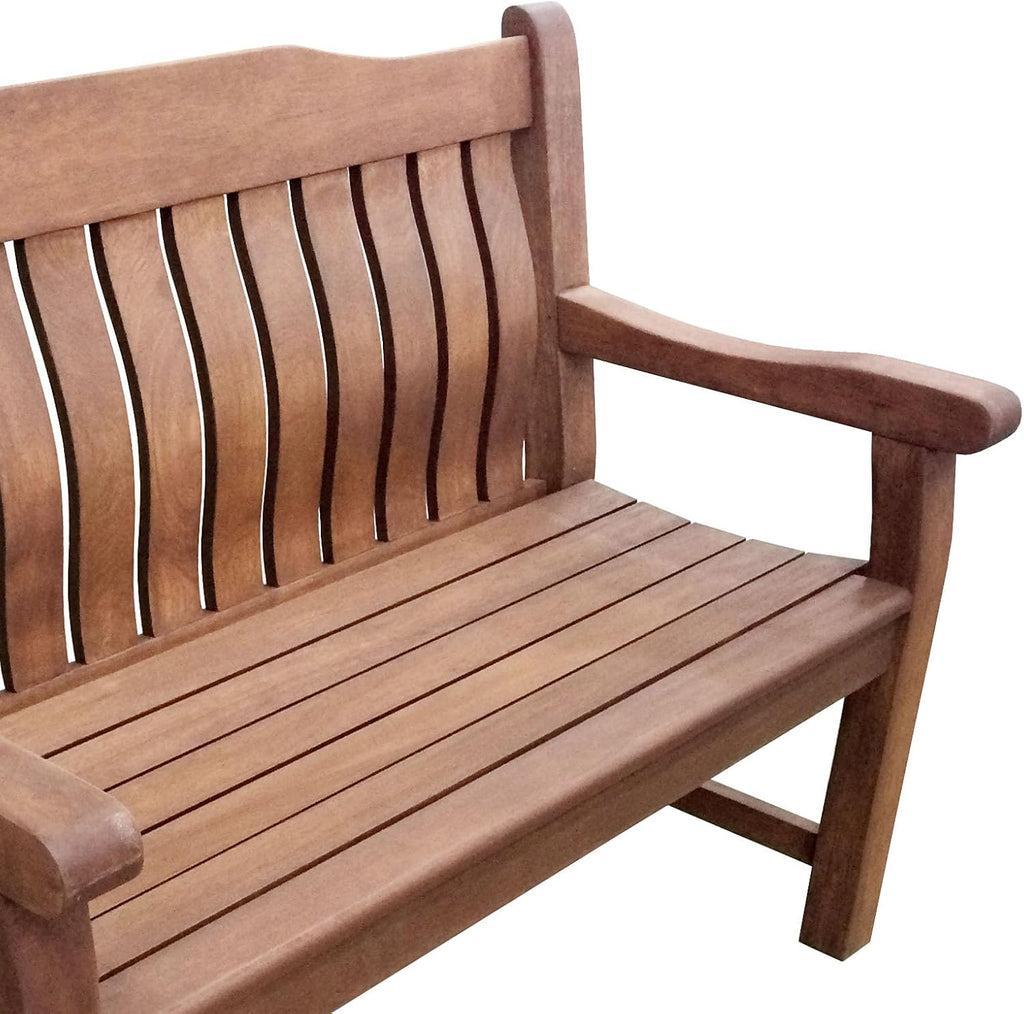 LOENZ 2 Seat Wooden Garden Bench - 120cm Outdoor Patio Seating — image 3