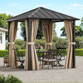 LOENZ 2.5 x 2.5m Hardtop Gazebo with Galvanized Steel Roof &amp; Detachable Curtains — image 1