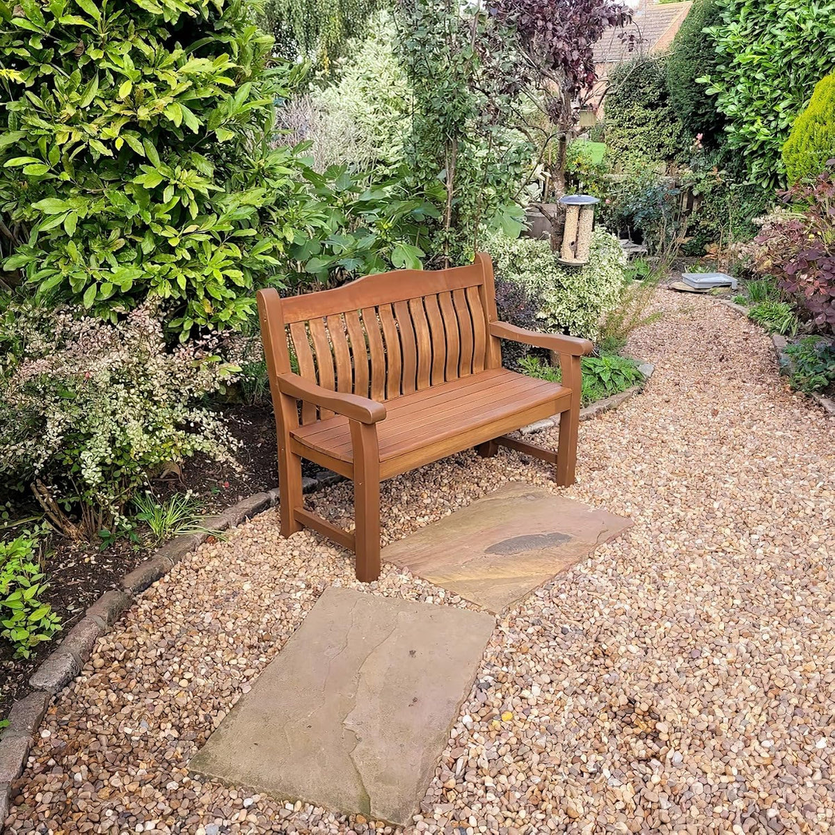 LOENZ 2 Seat Wooden Garden Bench - 120cm Outdoor Patio Seating — image 6