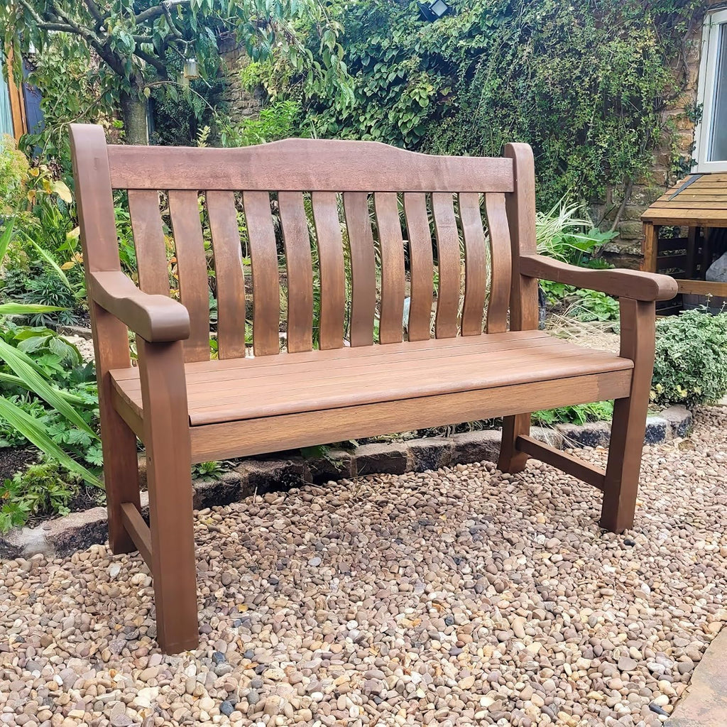 LOENZ 2 Seat Wooden Garden Bench - 120cm Outdoor Patio Seating — image 2