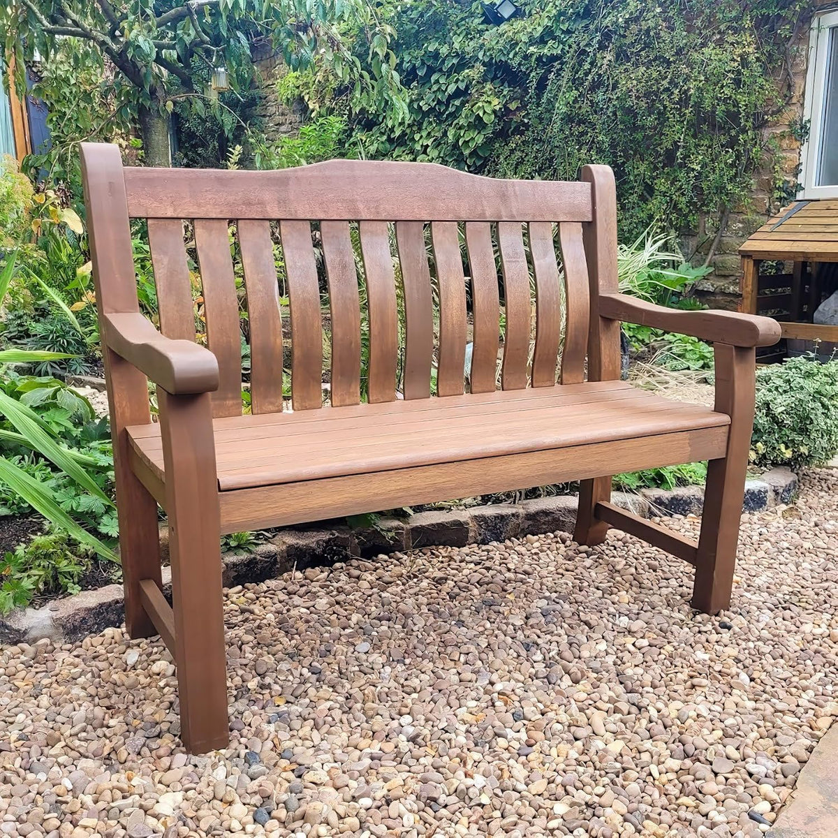 LOENZ 2 Seat Wooden Garden Bench - 120cm Outdoor Patio Seating — image 2